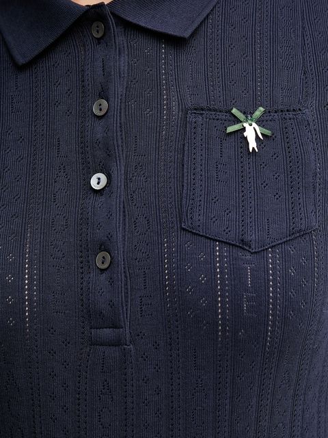 Lacoste polo bawełniane damski kolor granatowy DF5296