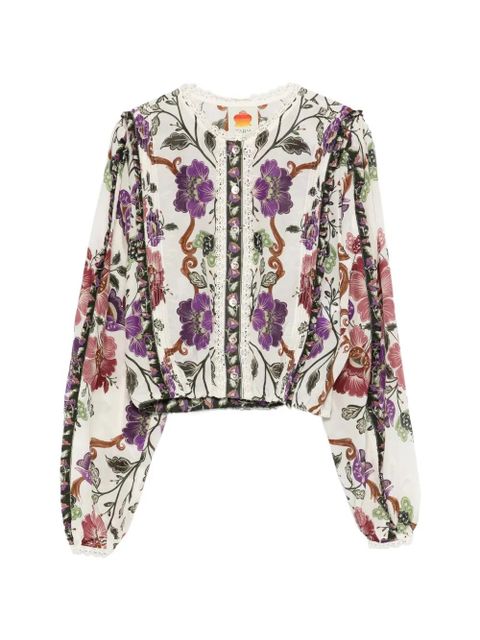 FARM Rio floral lace-trim shirt - White - zdjęcie produktu nr 1