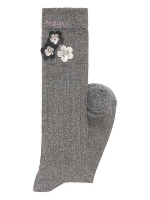 Marni ribbed daisy-detrail socks - Grey - zdjęcie produktu nr 1