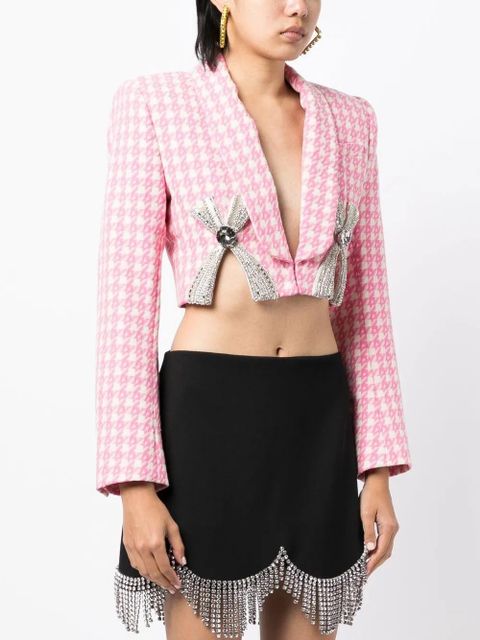 AREA Deco bow slit cropped blazer - White