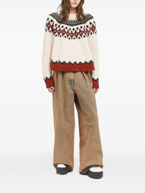 Alanui Fair Isle patterned wool sweater - White