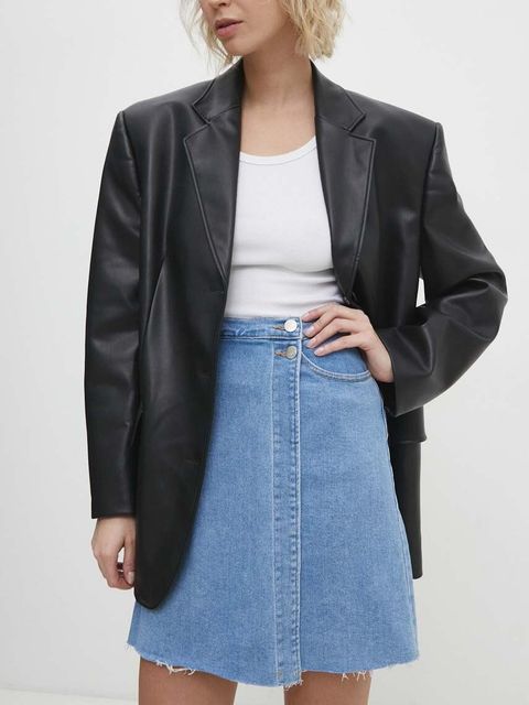 Answear.LAB spódnica jeansowa kolor niebieski mini rozkloszowana