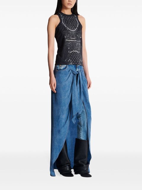 Balmain embroidery-print tank top - Black