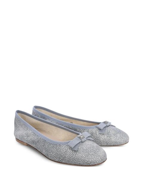 Casadei bow-embellished calf leather flats - Grey