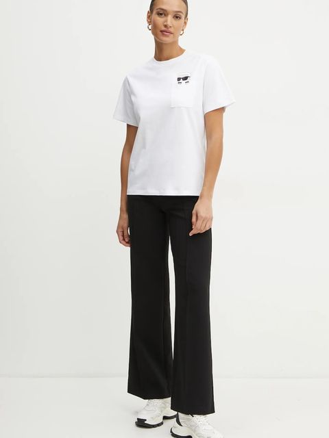 Karl Lagerfeld t-shirt bawełniany IKON damski kolor biały A1W17100