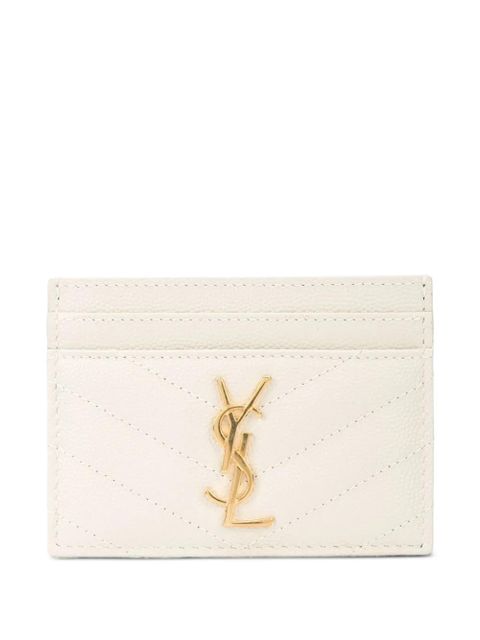 Saint Laurent Monogram quilted card holder - White - zdjęcie produktu nr 1