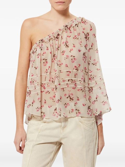 MARANT ÉTOILE Loeva floral-pattern one-shoulder blouse - Neutrals