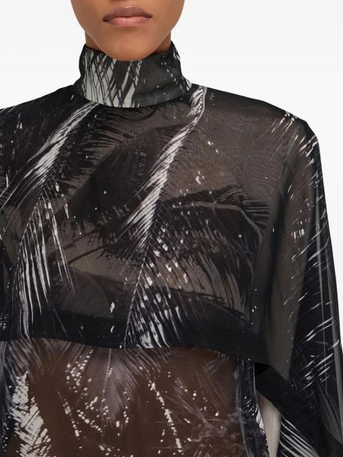 Ferragamo palm-tree print high-neck shirt - Grey