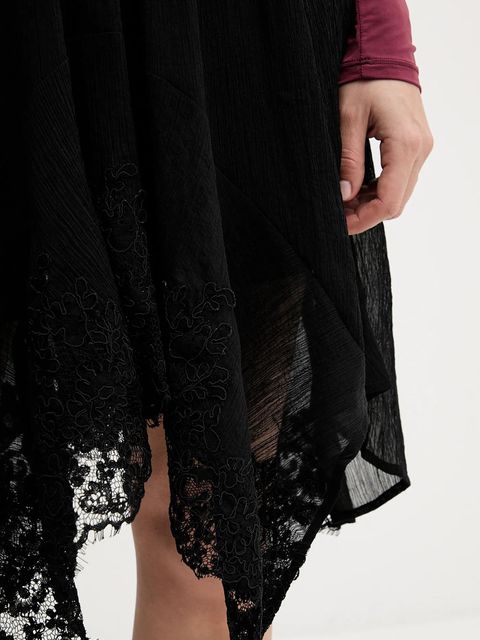 Sisley spódnica kolor czarny midi rozkloszowana 40RBL002Y