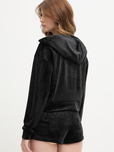 Juicy Couture bluza z kapturem damska welurowa ICCLE HOODIE - zdjęcie produktu nr 1