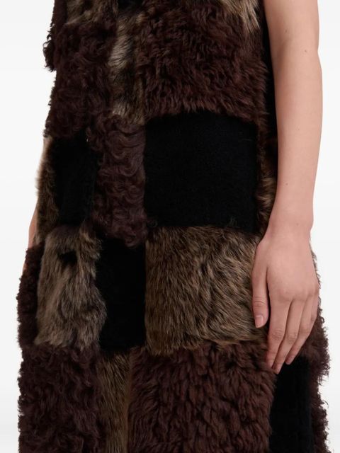 Marni patchwork faux fur gilet - Brown