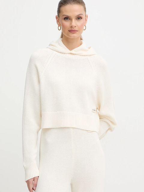 Armani Exchange sweter z dodatkiem wełny damski kolor beżowy lekki z półgolfem XW000767 AF13774 - zdjęcie produktu nr 1