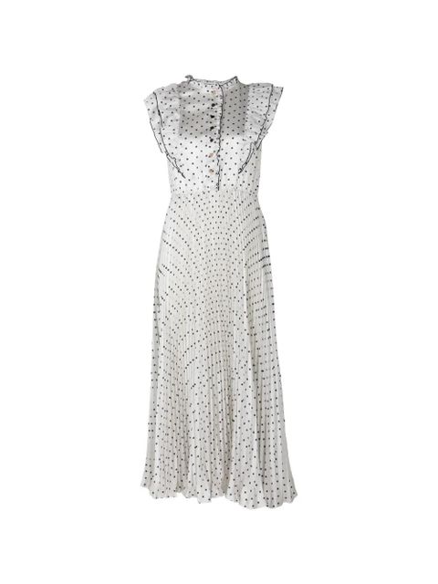 Self-Portrait ruffled polka-dot mid dress - Neutrals - zdjęcie produktu nr 1