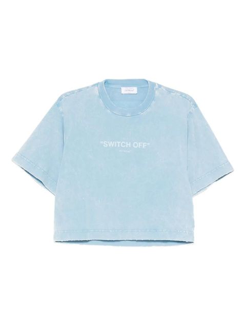 Off-White logo-print cropped T-shirt - Blue - zdjęcie produktu nr 1