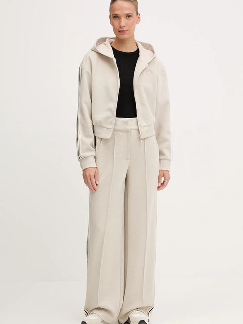 Guess bluza z domieszką wełny MURIEL damska kolor beżowy z kapturem z aplikacją V5BQ17 KCX52 - zdjęcie produktu nr 2