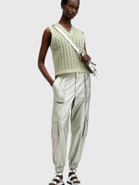 AllSaints kamizelka wełniana VIVIAN TANK kolor zielony lekki W057KB