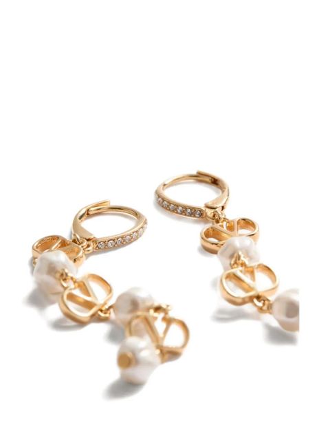 Valentino Garavani Vlogo Signature earrings in metal, glass beads, and Swarovski® crystals - Gold