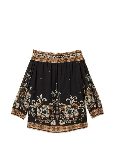 TWINSET printed off-shoulder blouse - Black - zdjęcie produktu nr 1
