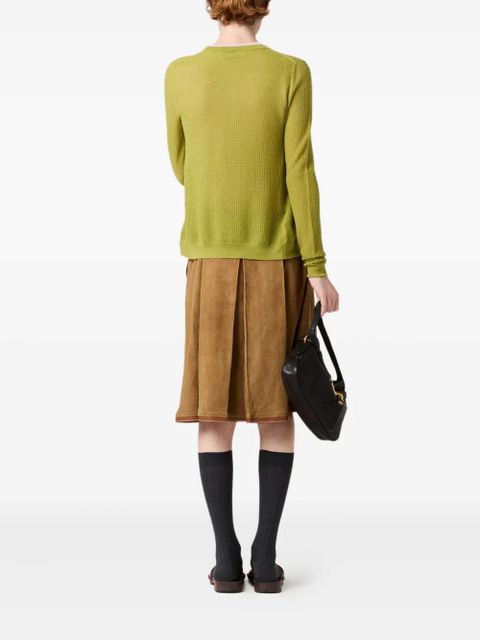 Miu Miu ribbed lace-motif cardigan - Green - zdjęcie produktu nr 2