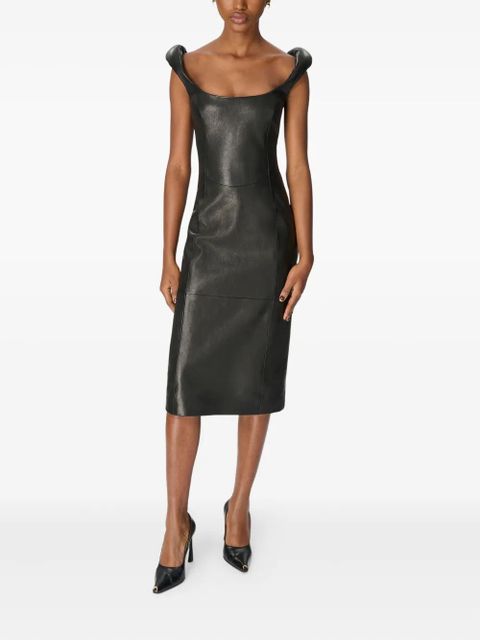 Marine Serre Glossy Moon leather midi dress - Black - zdjęcie produktu nr 2