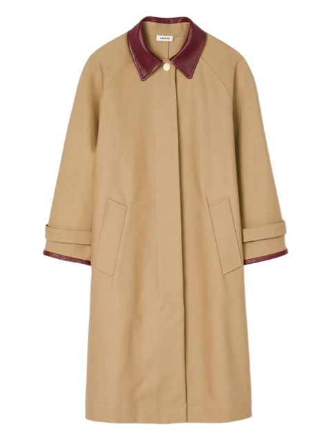 SANDRO leather-trimmed sleeves coat - Brown - zdjęcie produktu nr 1