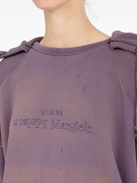 Maison Margiela reverse-logo cotton hoodie - Purple