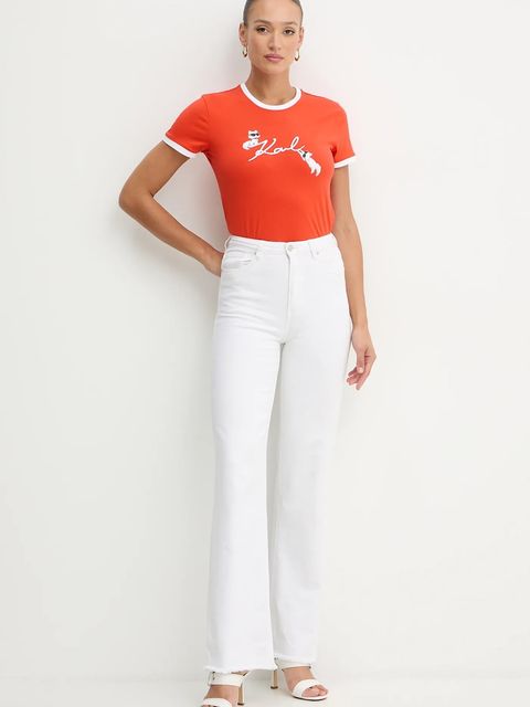 Karl Lagerfeld t-shirt bawełniany IKON damski kolor pomarańczowy B1W17040 - zdjęcie produktu nr 2