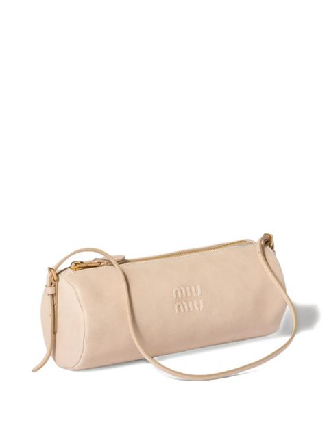 Miu Miu logo-embossed leather pouch - Neutrals
