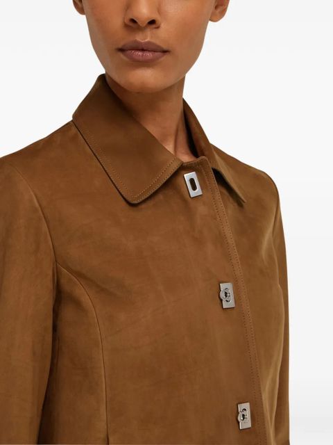 Ferragamo boxy nubuck jacket - Brown