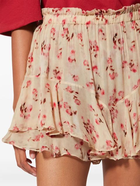 MARANT ÉTOILE Sornel ruffled floral-print shorts - Neutrals