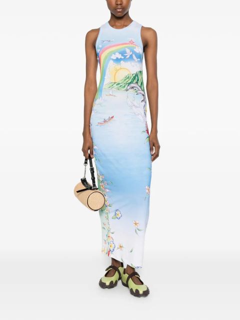 Casablanca Aloha graphic-print sleeveless dress - Blue - zdjęcie produktu nr 2