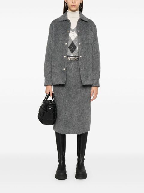 Moncler brushed-effect midi skirt - Grey - zdjęcie produktu nr 2