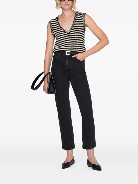 ANINE BING Lowen striped V-neck vest - Black - zdjęcie produktu nr 2