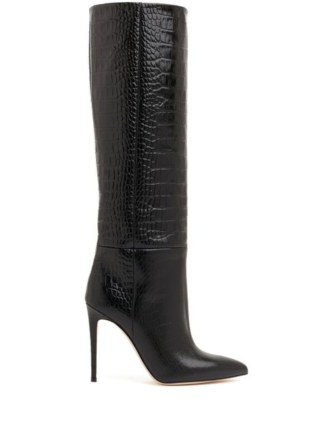 Paris Texas crocodile-effect 105mm knee-length boots - Black - zdjęcie produktu nr 1