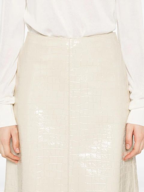 TOTEME crocodile-embossed skirt - Neutrals