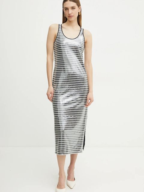 Marella sukienka BEATI kolor srebrny midi prosta 2513621054200 - zdjęcie produktu nr 1