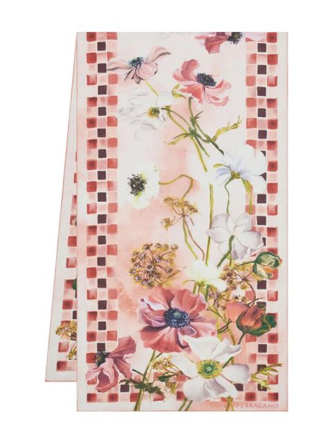 Ferragamo Fiori-print silk scarf - Pink - zdjęcie produktu nr 1