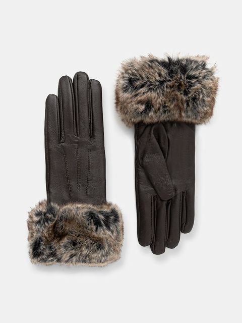 Barbour rękawiczki skórzane damskie kolor brązowy LGL0043