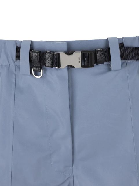 Prada belt-detailed logo-patch shorts - Blue