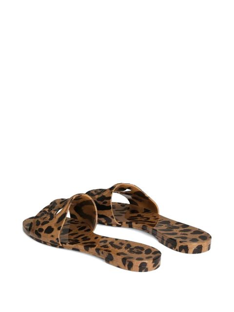 Dolce & Gabbana leo-print rubber beachwear slides - Brown