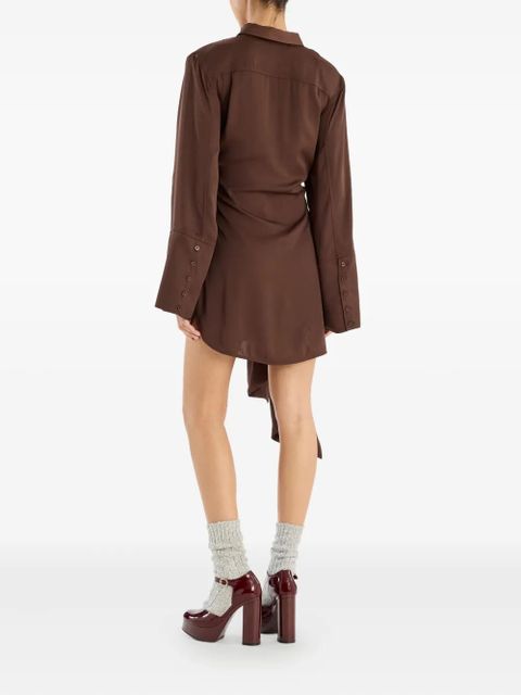 ROTATE BIRGER CHRISTENSEN tie-waist shirt mini dress - Brown - zdjęcie produktu nr 2