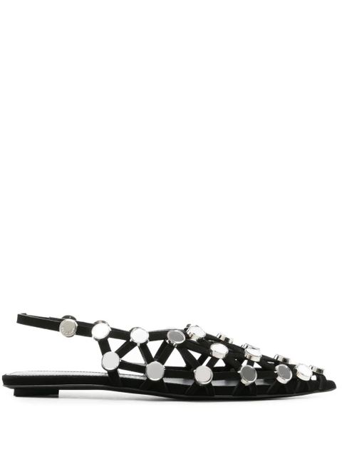 The Attico Grid rhinestone-embellished ballerina shoes - Black - zdjęcie produktu nr 1