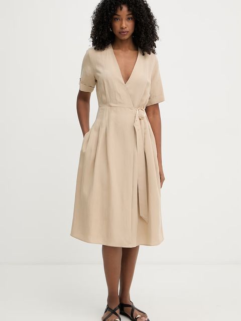 Twinset sukienka kopertowa z lnem - zdjęcie produktu nr 1