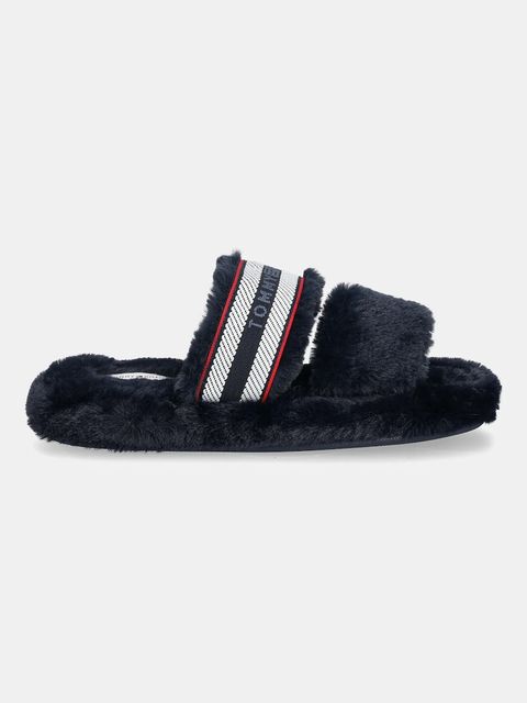 Tommy Hilfiger kapcie HILFIGER FUR SLIPPER kolor granatowy FW0FW08854