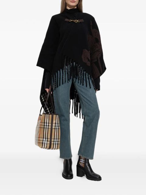 Burberry fringed wool poncho - Black - zdjęcie produktu nr 2