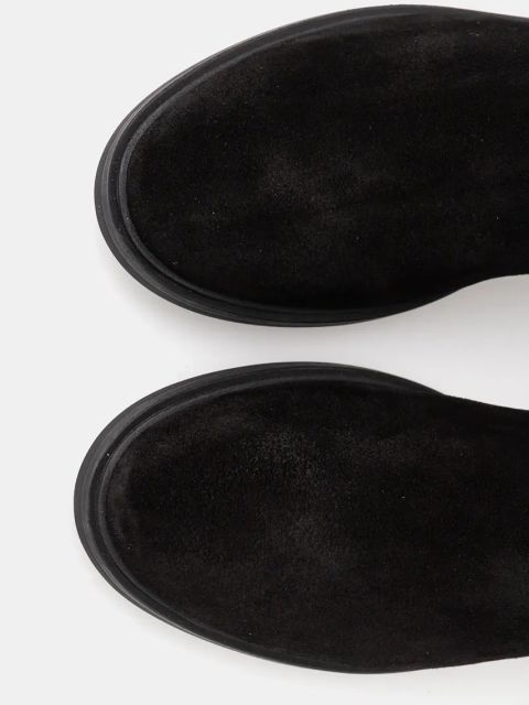 Tommy Hilfiger kozaki zamszowe FLAG SUEDE LONG BOOT ZIP damskie kolor czarny na płaskim obcasie FW0FW08178