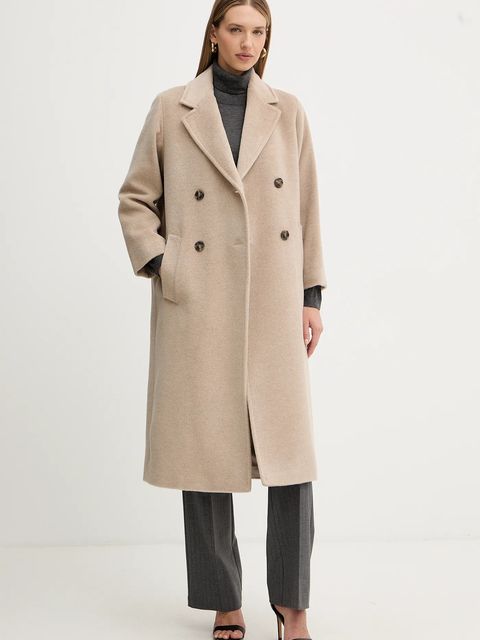 Weekend Max Mara płaszcz z dodatkiem wełny ZUFOLO kolor beżowy 2525016092600