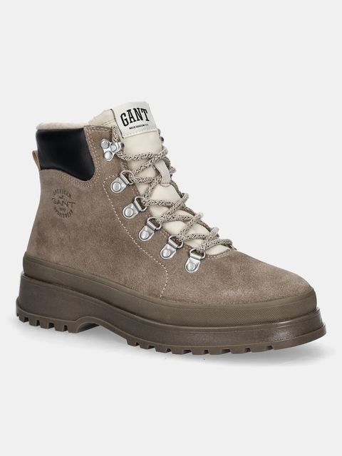 Gant workery zamszowe Wintly damskie kolor brązowy na płaskim obcasie lekko ocieplone 31543082 - zdjęcie produktu nr 1