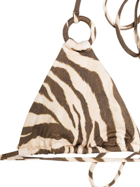ZIMMERMANN Wanderlust ring-tie zebra-pattern bikini - Brown