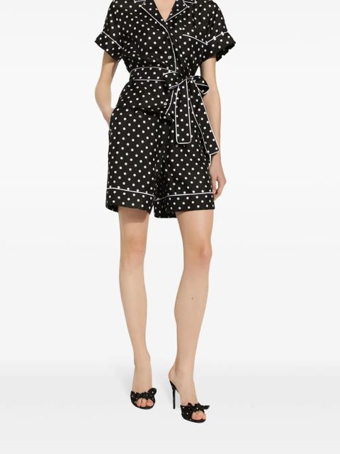 Dolce & Gabbana polka-dot silk twill shorts - Black